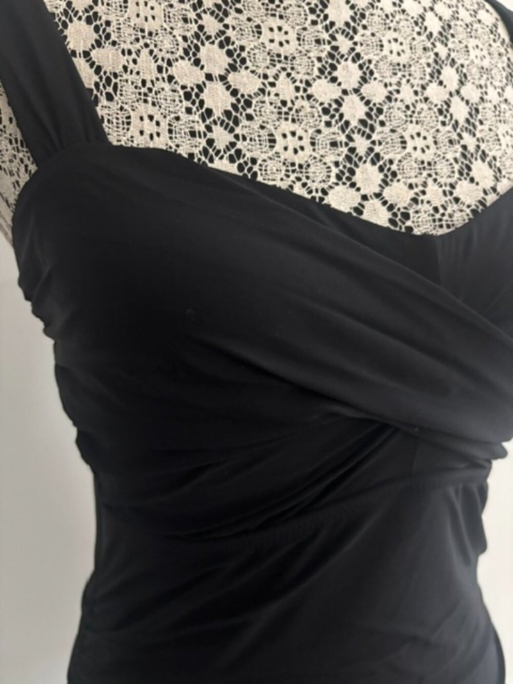 Long BLack Ruched Tankini Swimsuit Top - 8 - Picture 3 of 6
